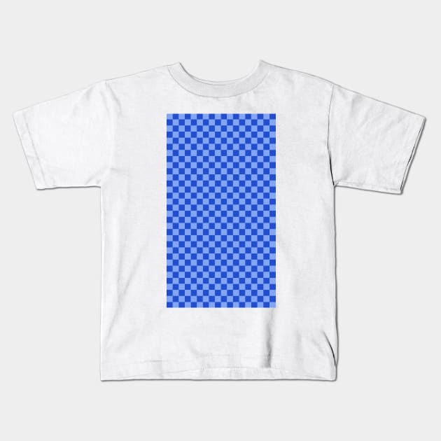 blue checkered gingham pattern Kids T-Shirt by mckhowdesign